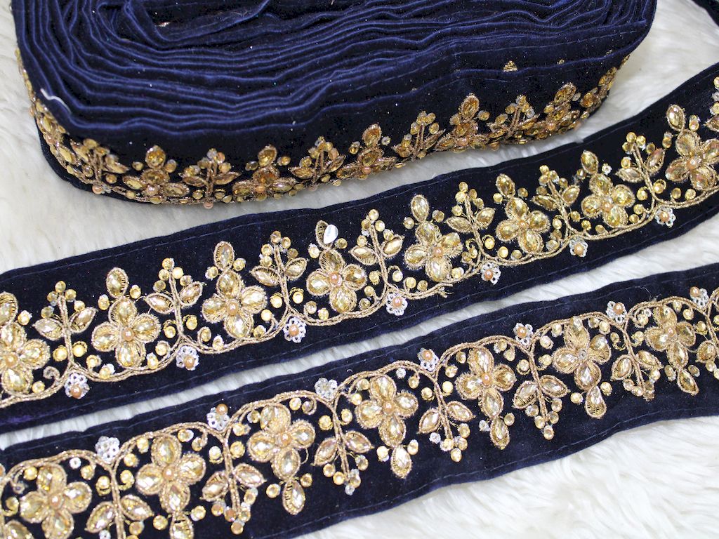 Royal Blue Fancy Zari Trim