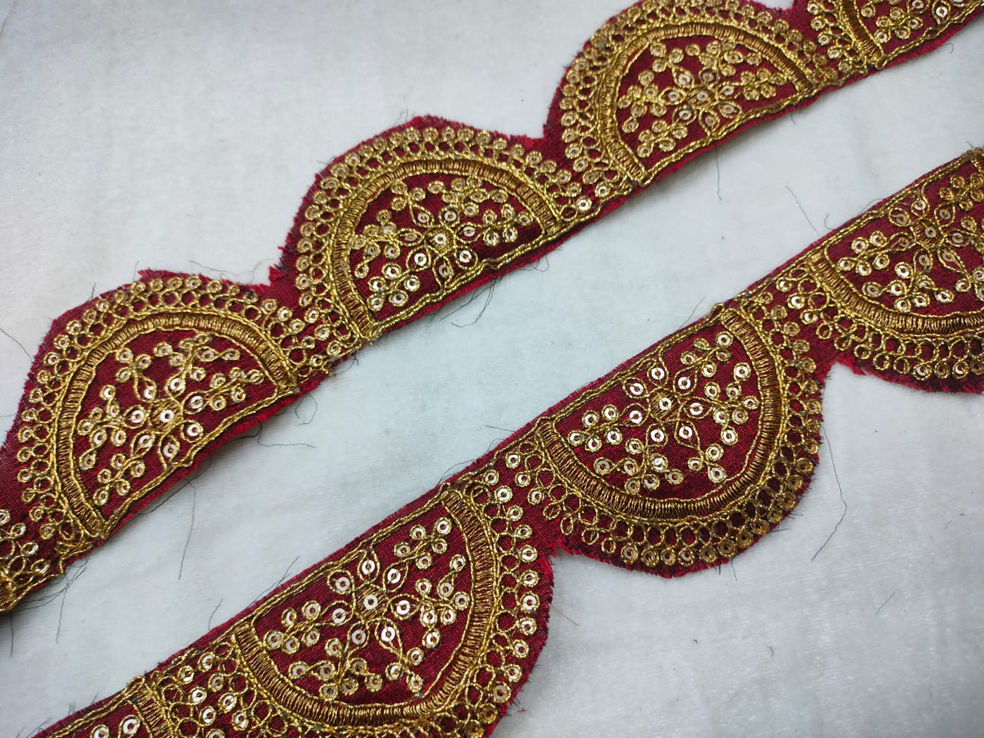 Maroon Fancy Sequins and Zari Work Embroidered Border