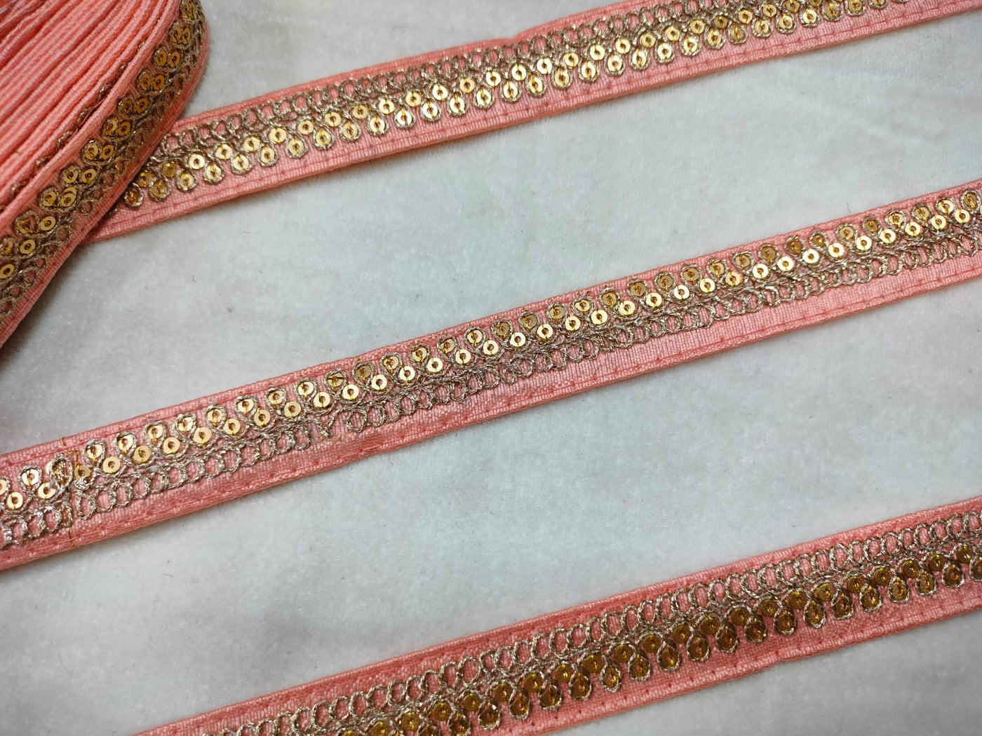 Peach Fancy Sequence Trim