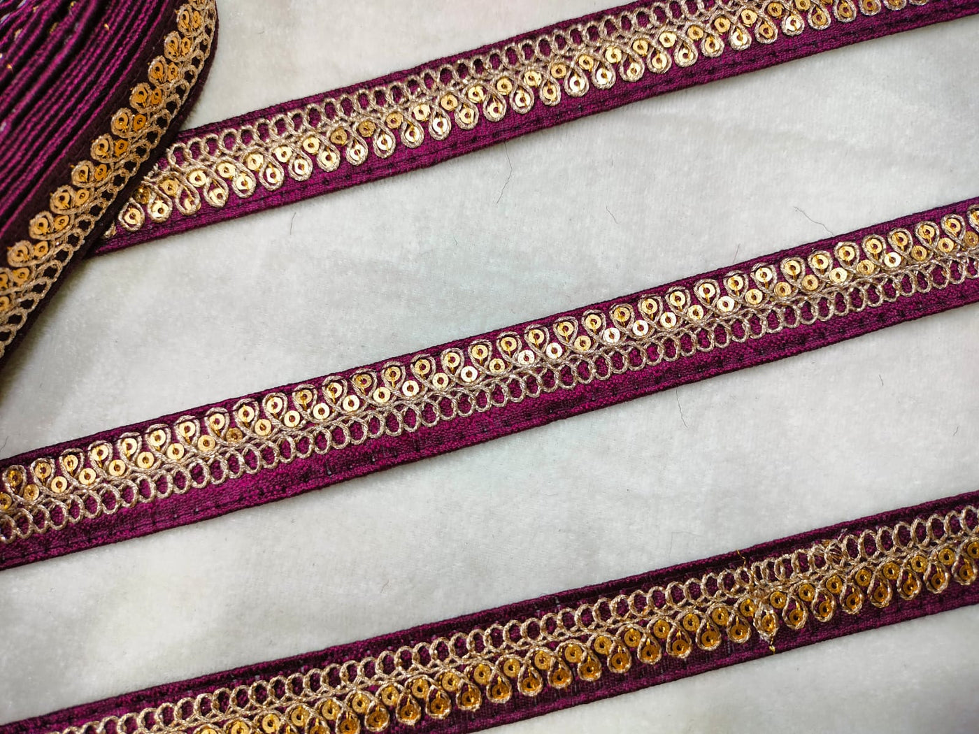 Dark Pink Fancy Sequence Trim