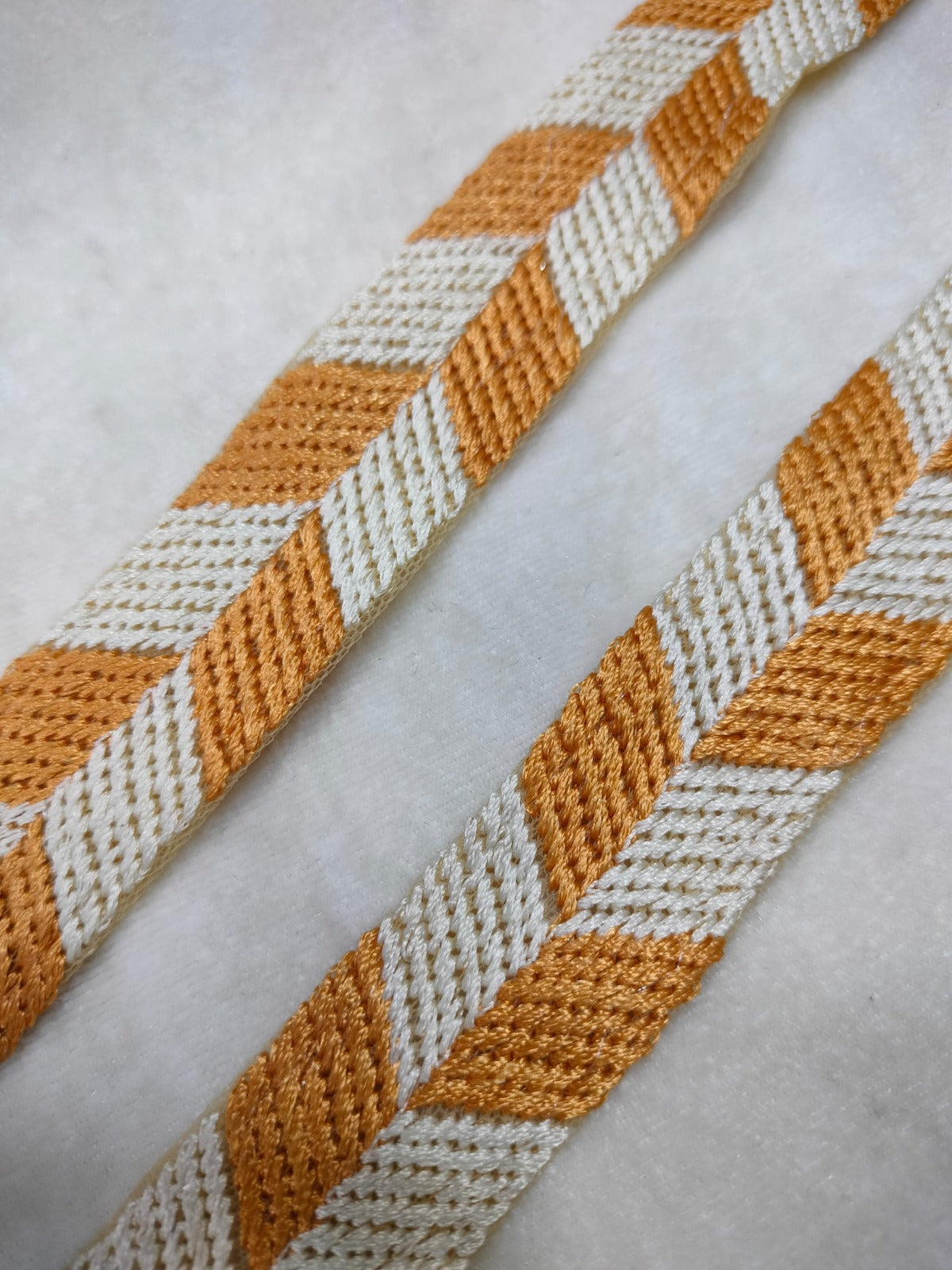 Golden & White Embellished Threadwork Trim