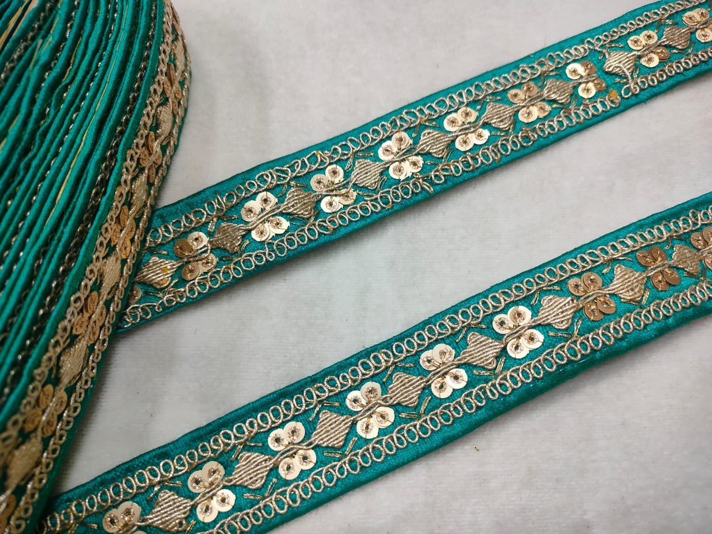 Rama Green Embellished Trim