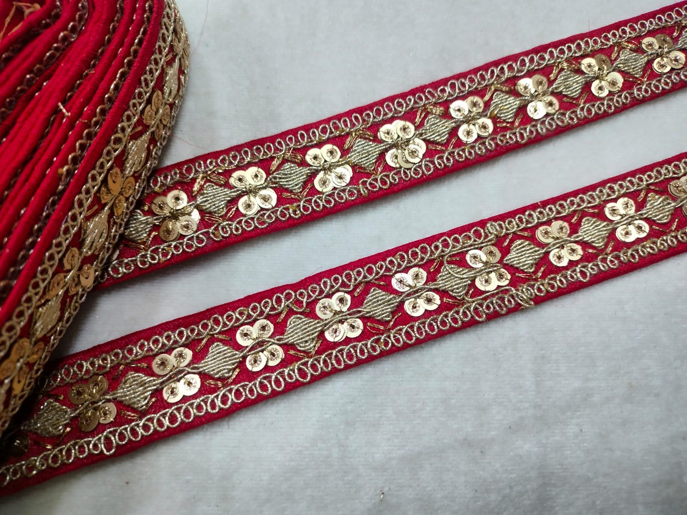 Red Embellished Trim