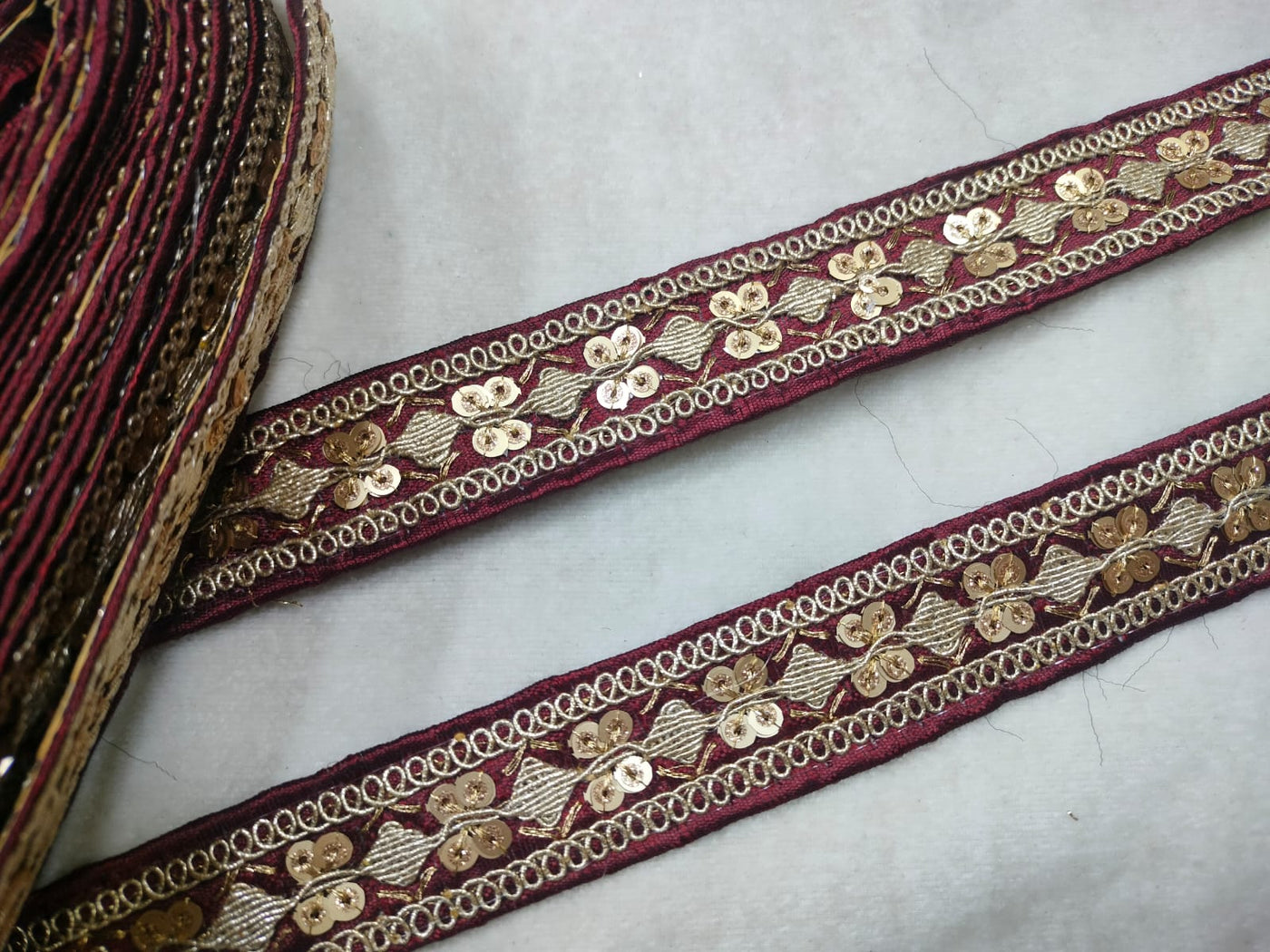 Maroon Embellished Trim