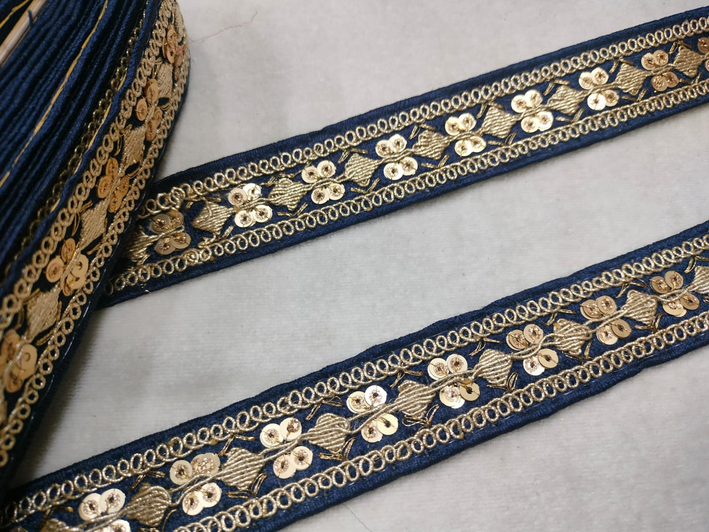 Dark Blue Embellished Trim