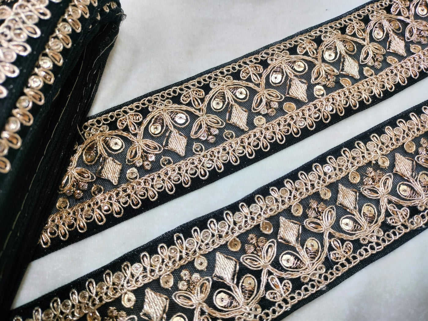 Black Zari Embroidered Border