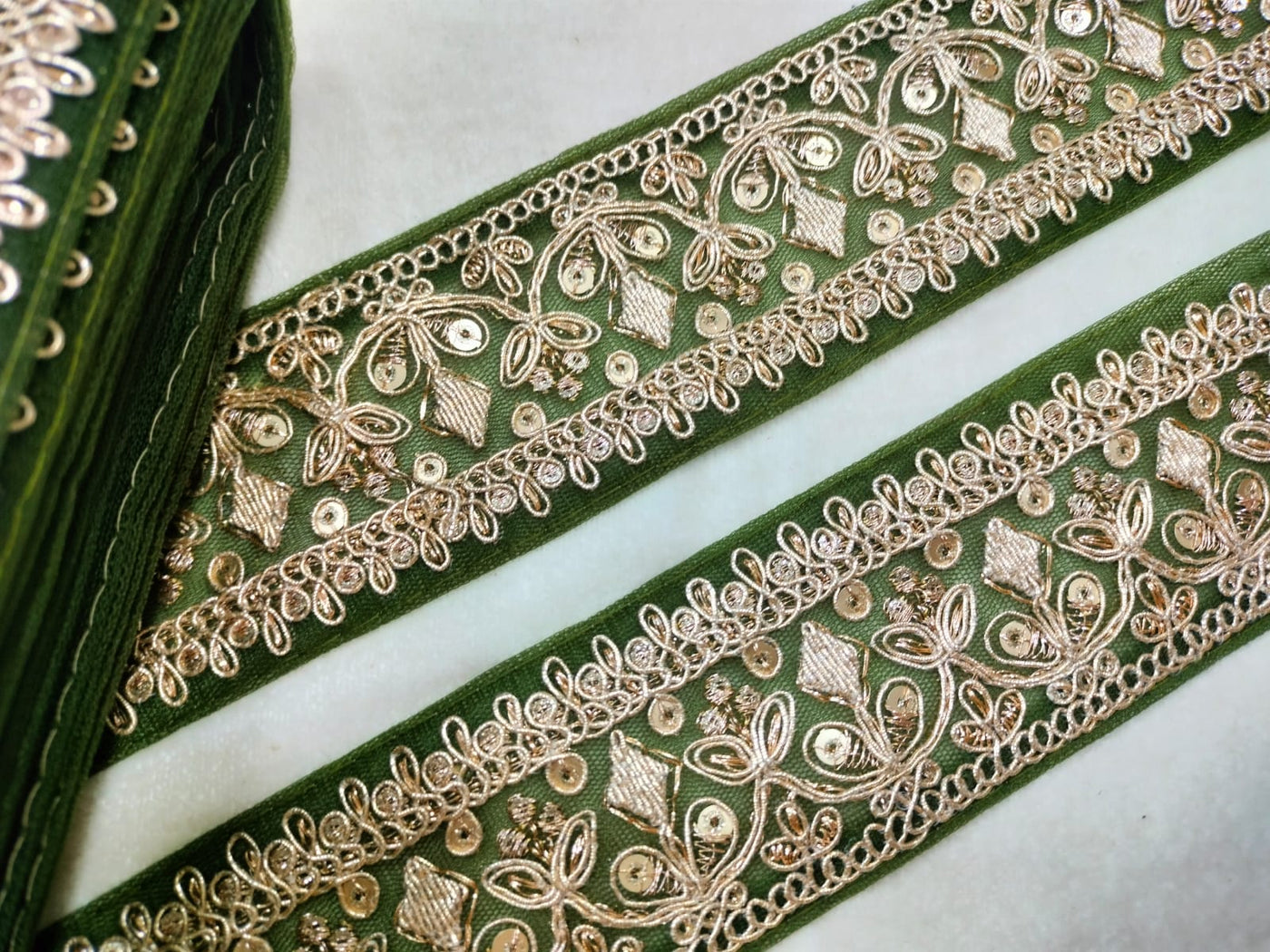 Green Zari Embroidered Border