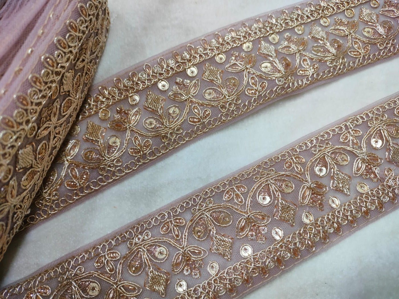 Light Pink Zari Embroidered Border