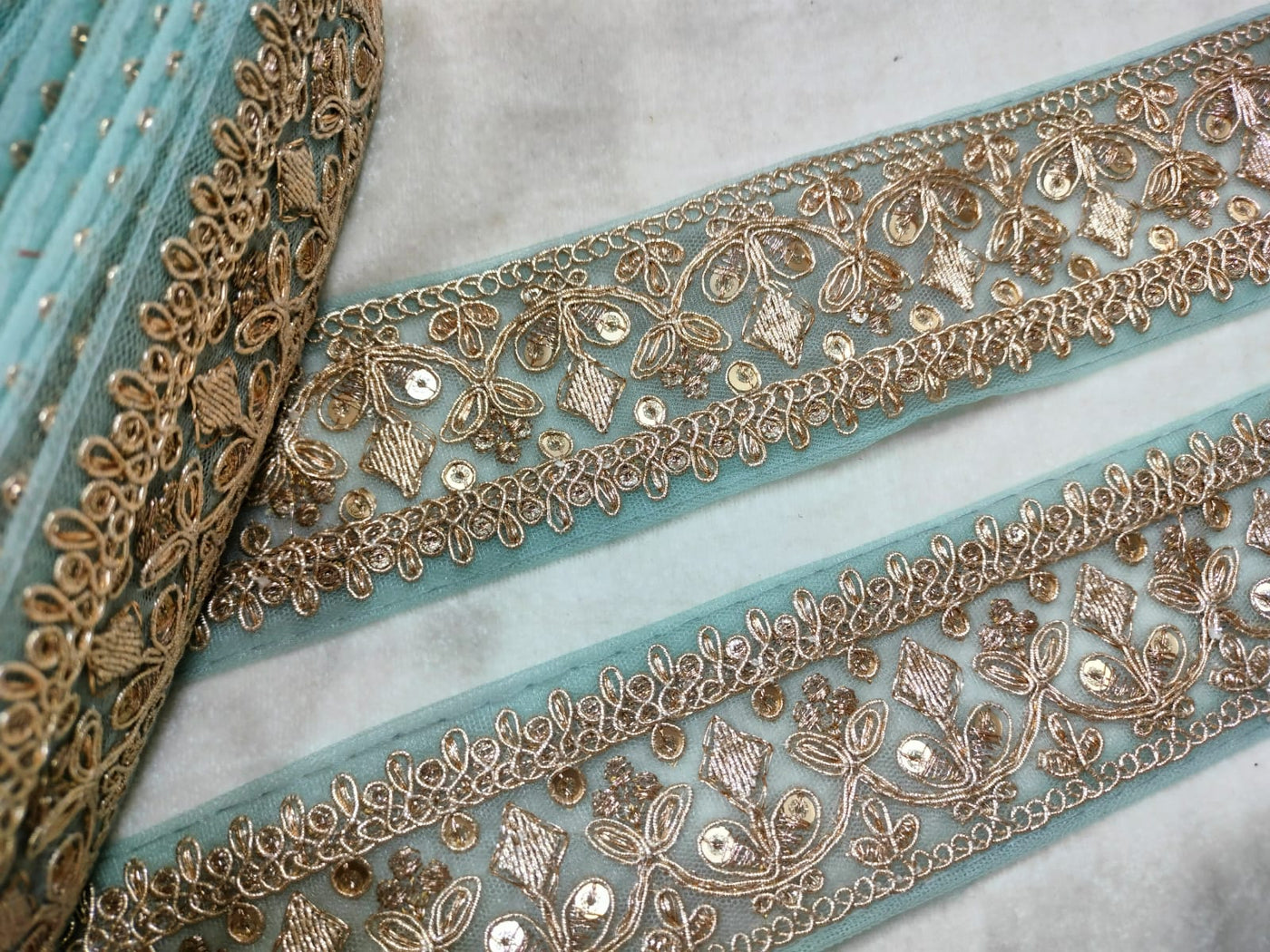 Light Blue Zari Embroidered Border