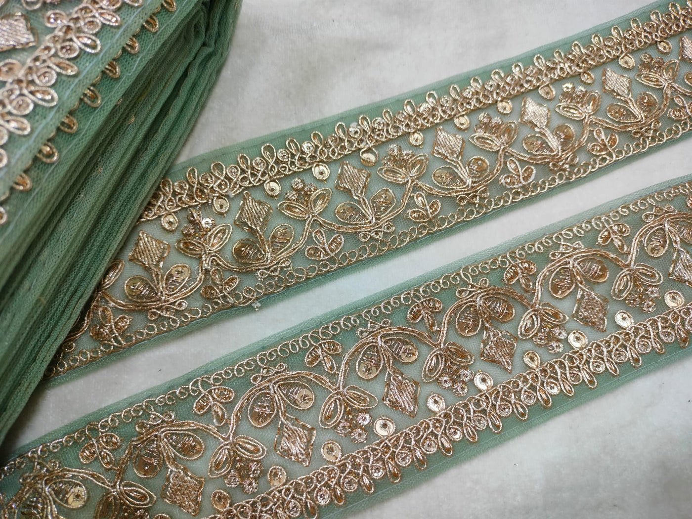 Mint Green Zari Embroidered Border