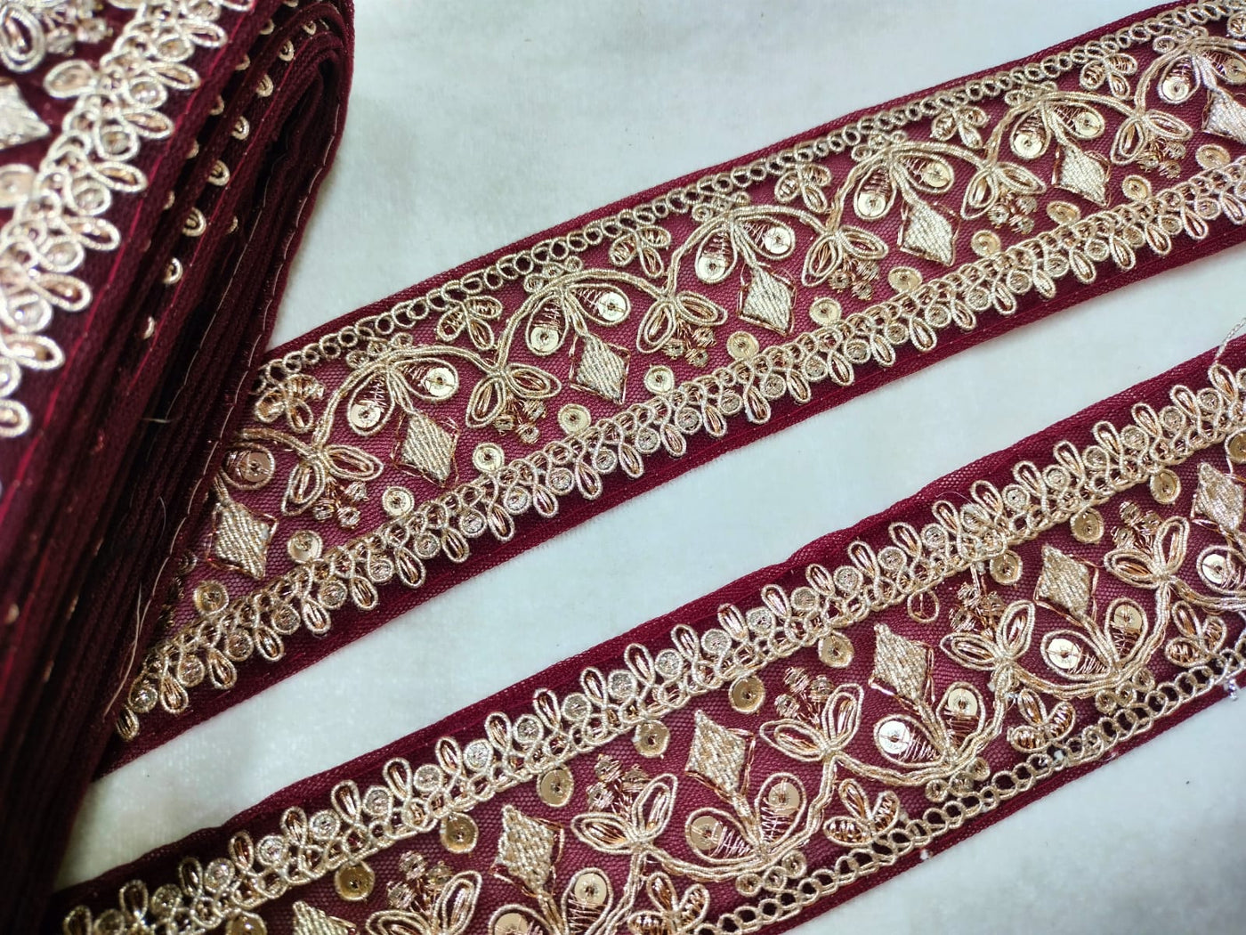 Maroon Zari Embroidered Border