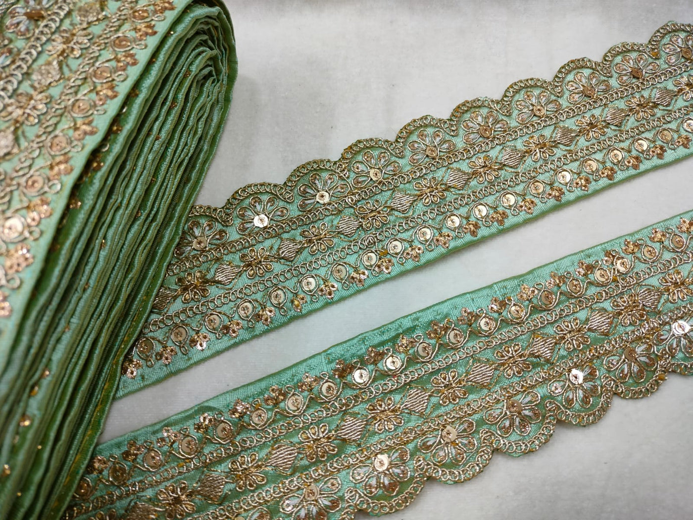 Light Green Fancy Embellished Trim