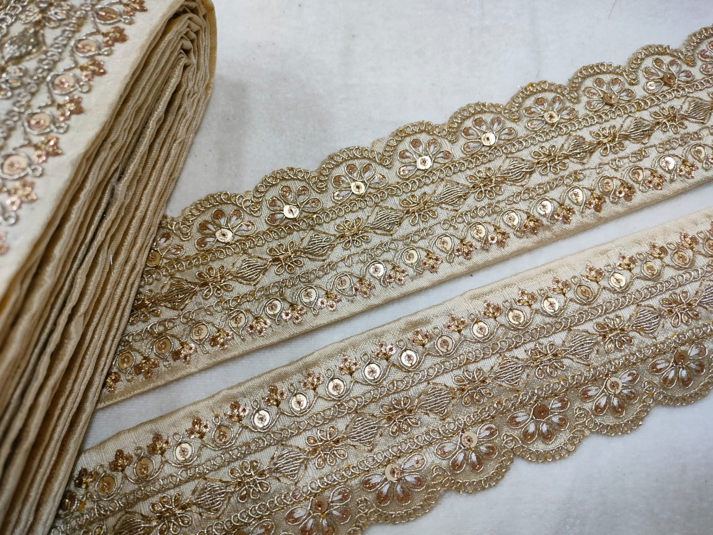 Off White Fancy Embellished Trim