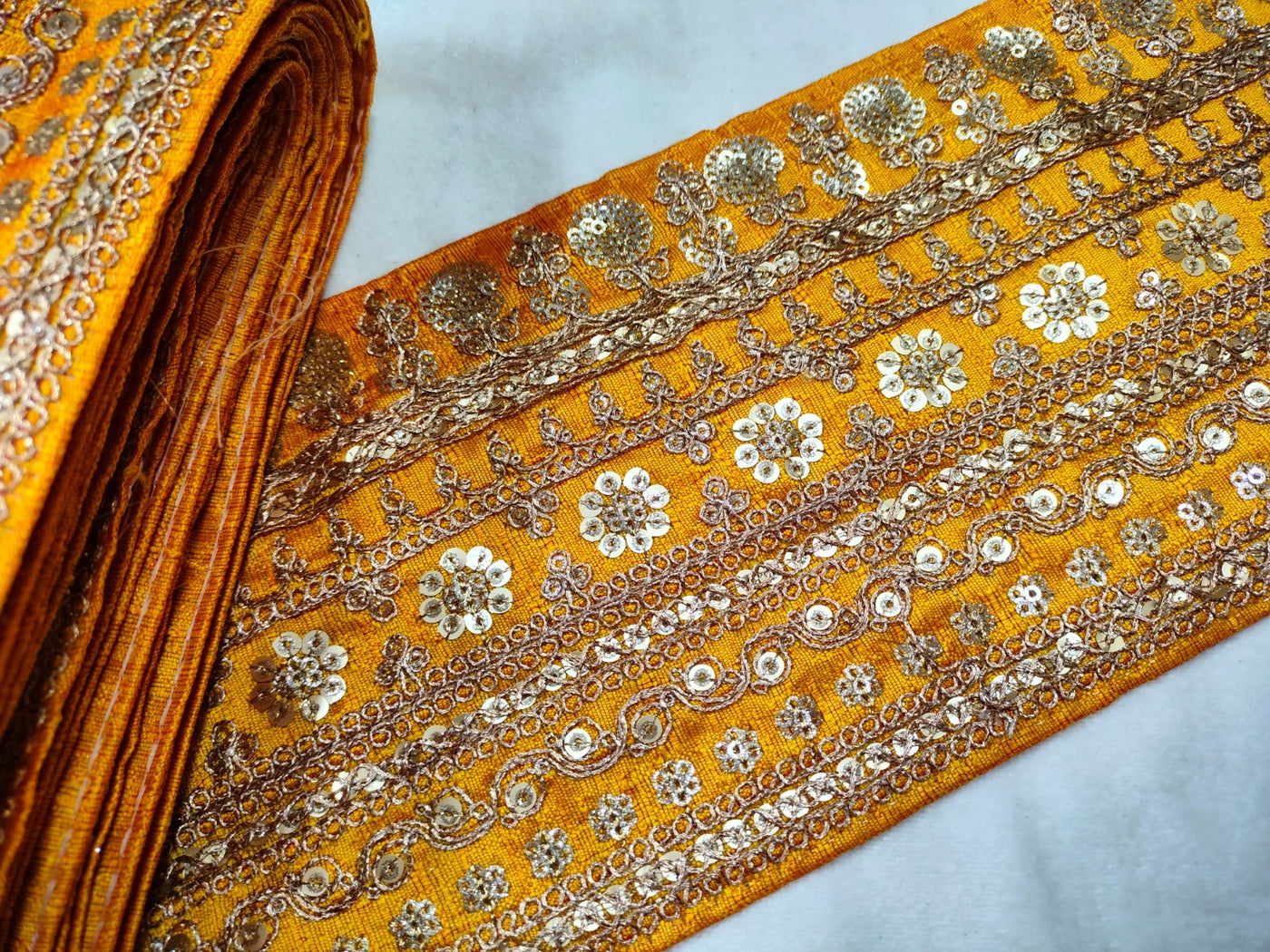 Yellow & Golden Embellished Trim