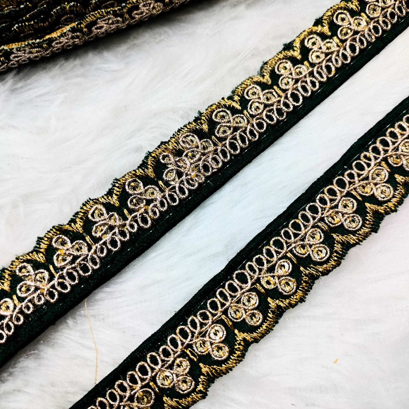 Dark Green Fancy Embellished Trim