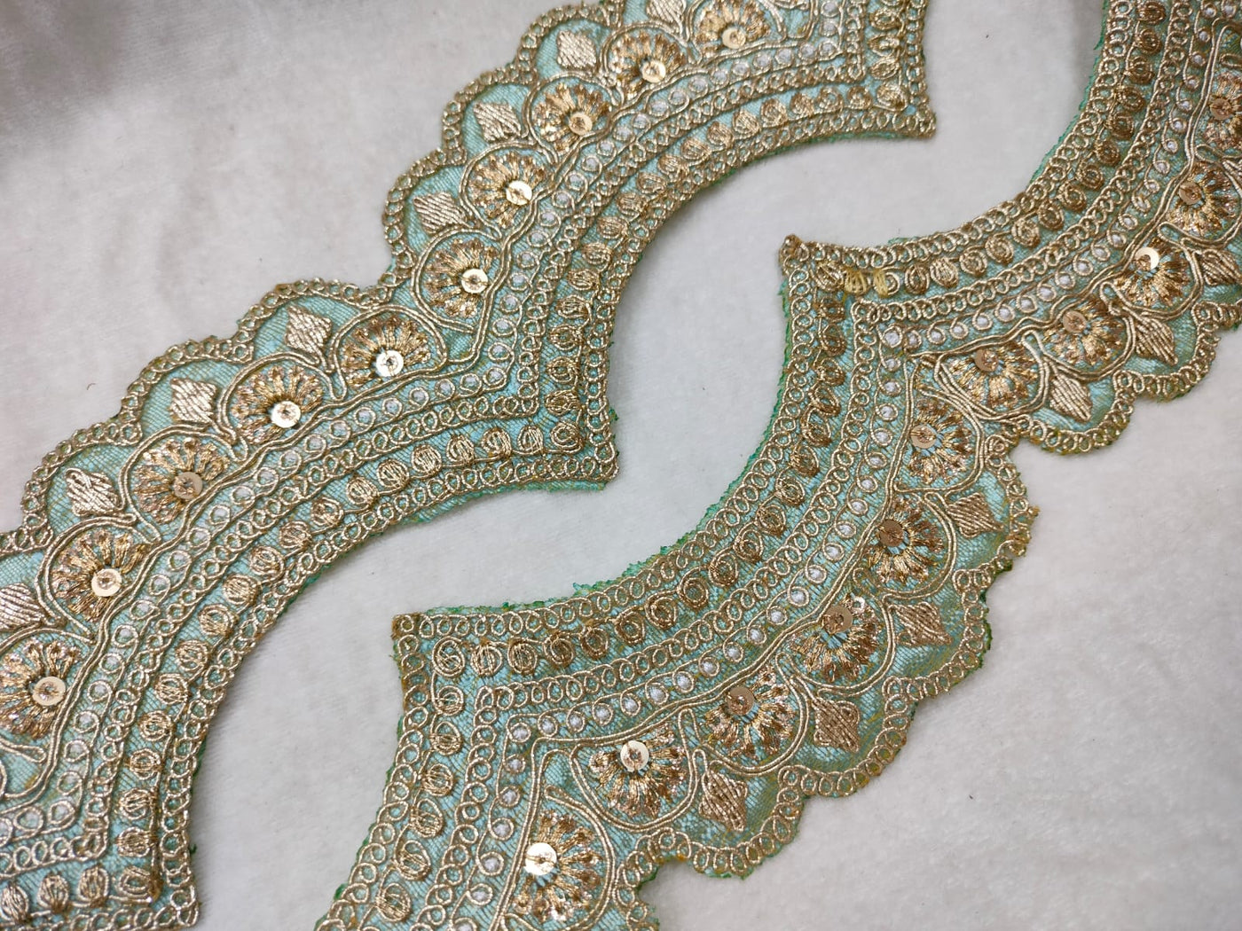 Sky Blue Scalloped Embroidered Lace