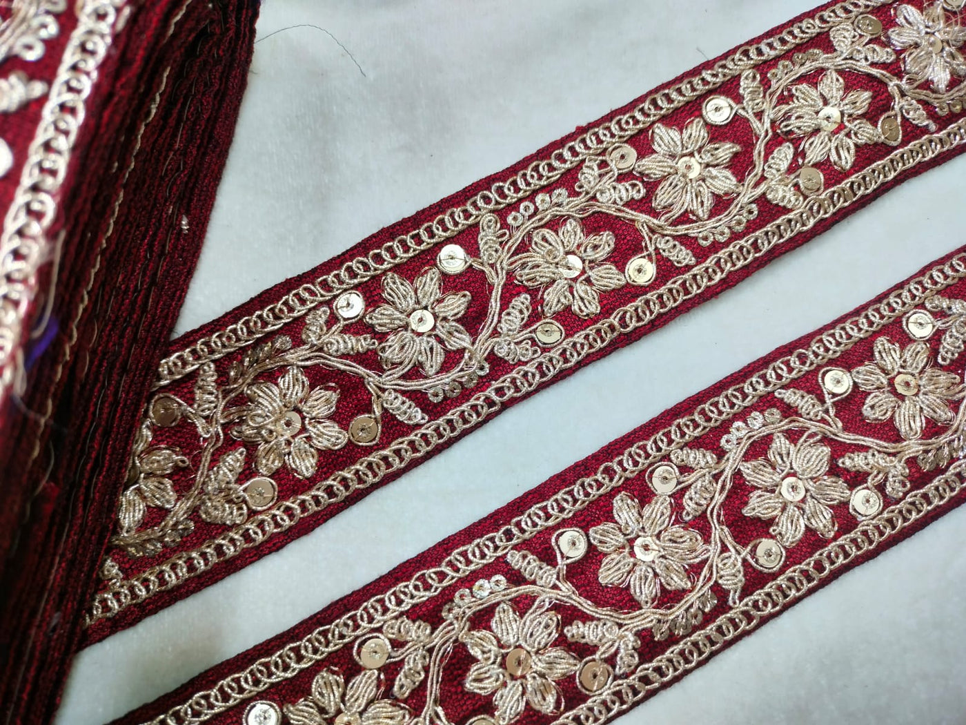 Maroon Sequin Trim