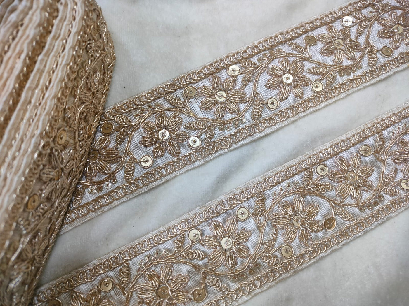 White Sequin Trim