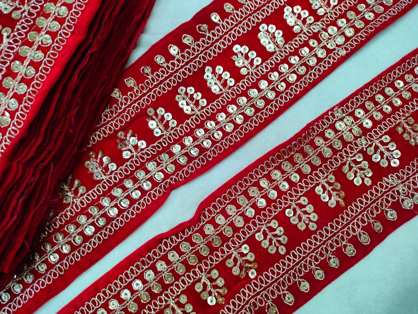 Red Embellished Trim