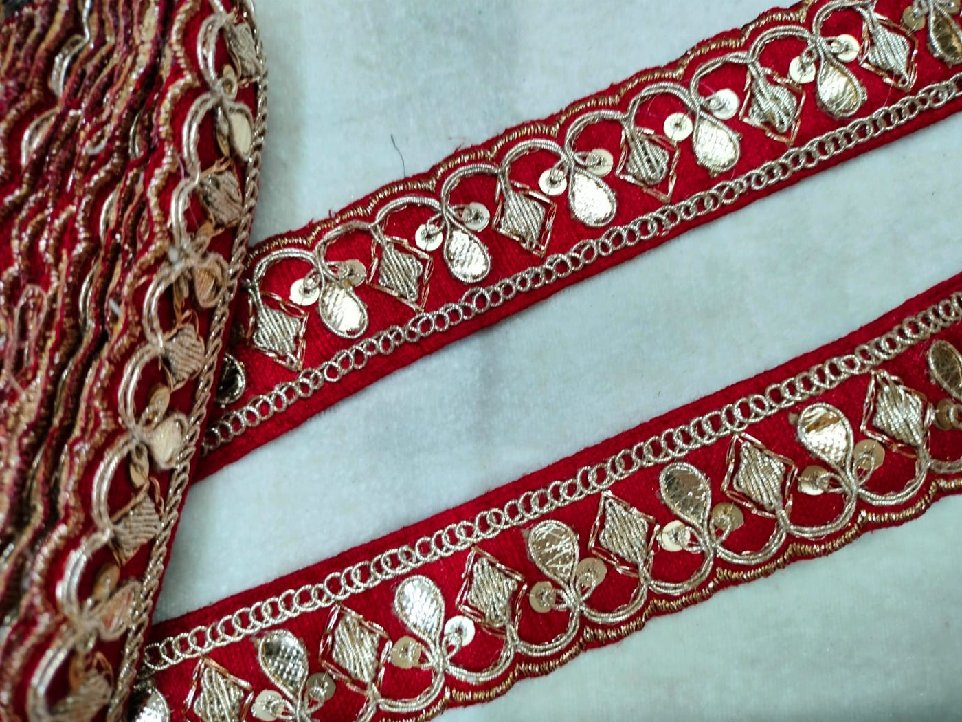 Red Embellished Trim