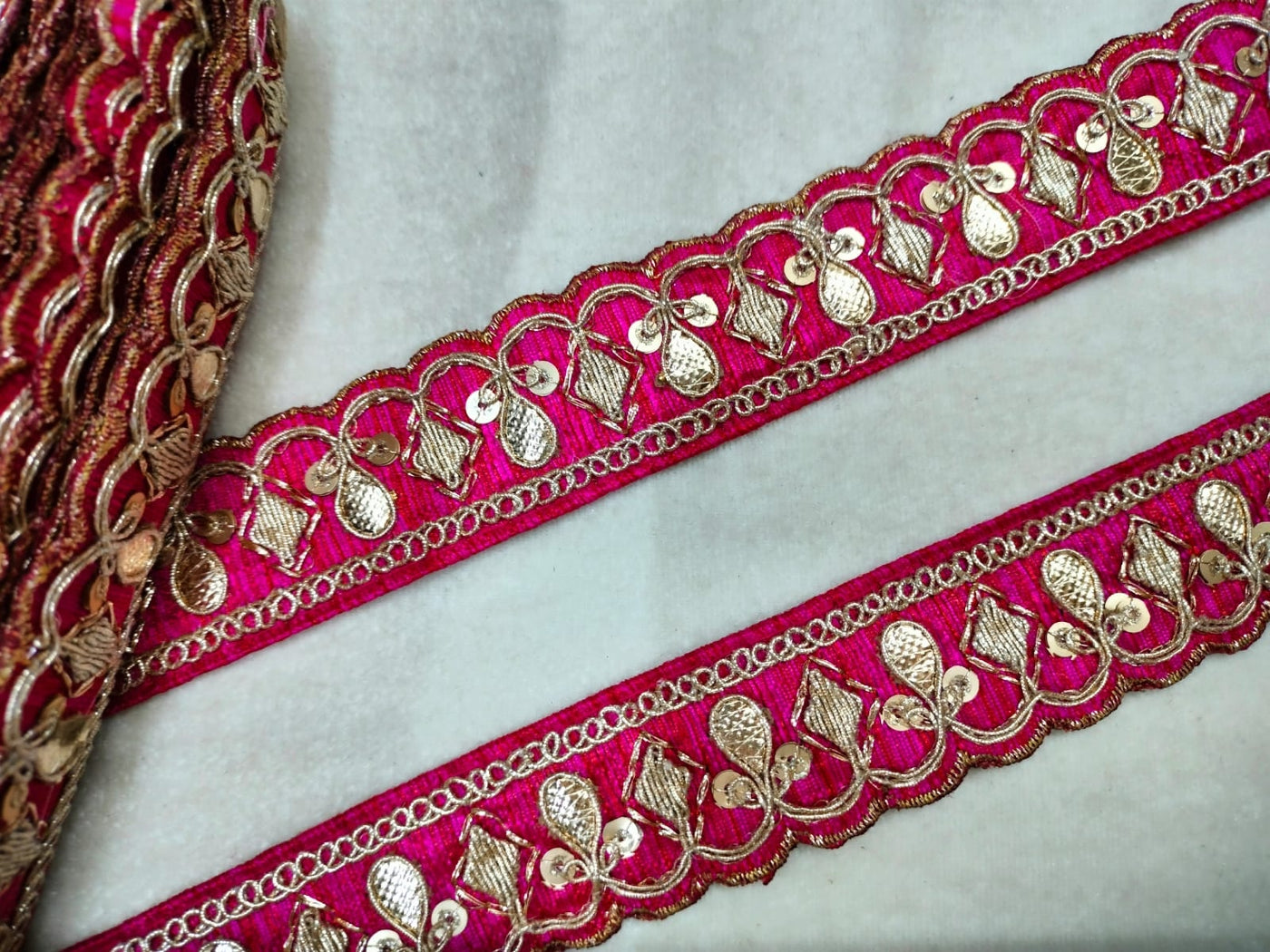 Dark Pink Embellished Trim