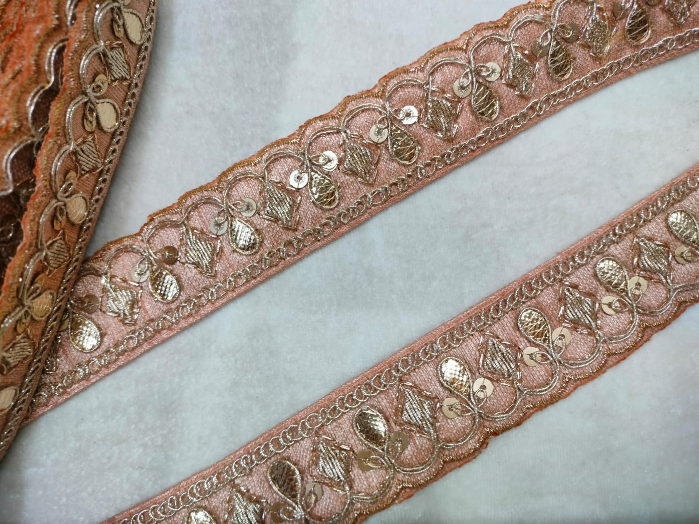 Peach Embellished Trim