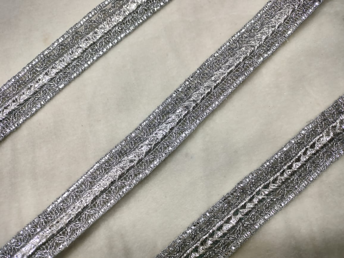 Silver Embellished Lampi Lace