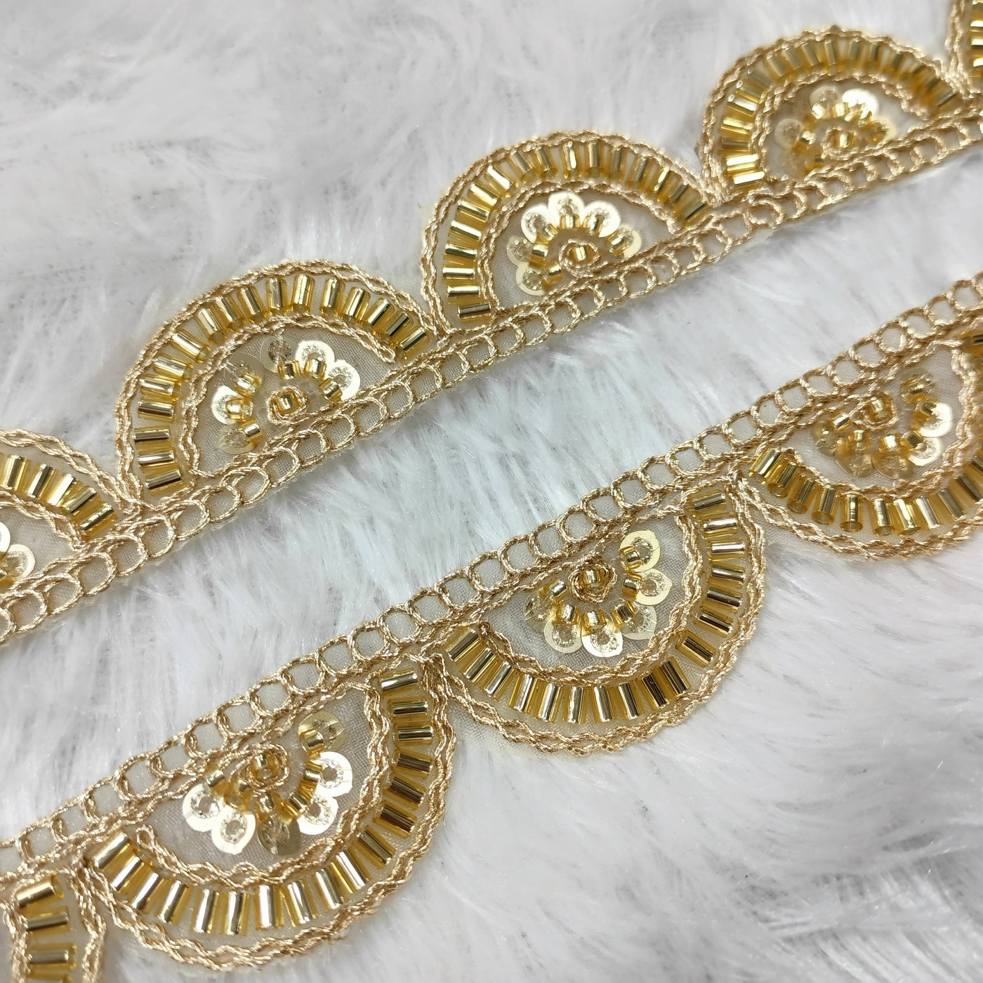 Golden Scalloped Cutdana Trim