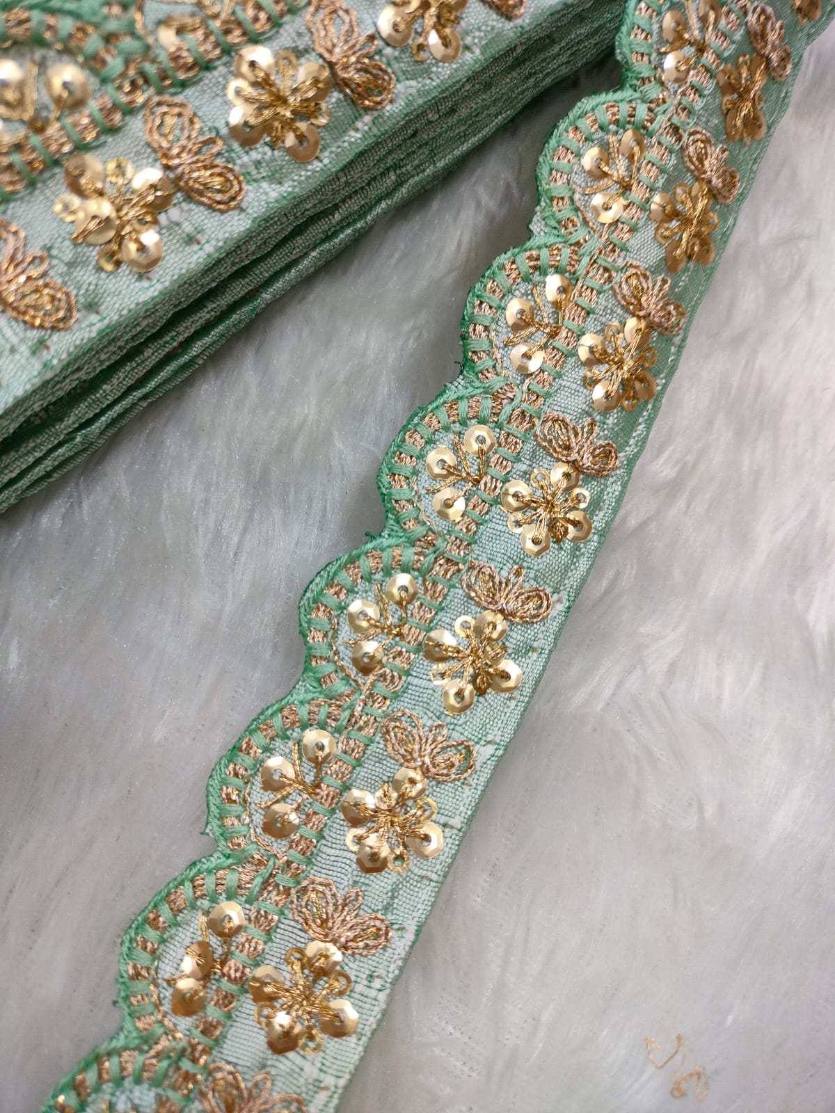 Turquoise & Golden Fancy Zari Trim