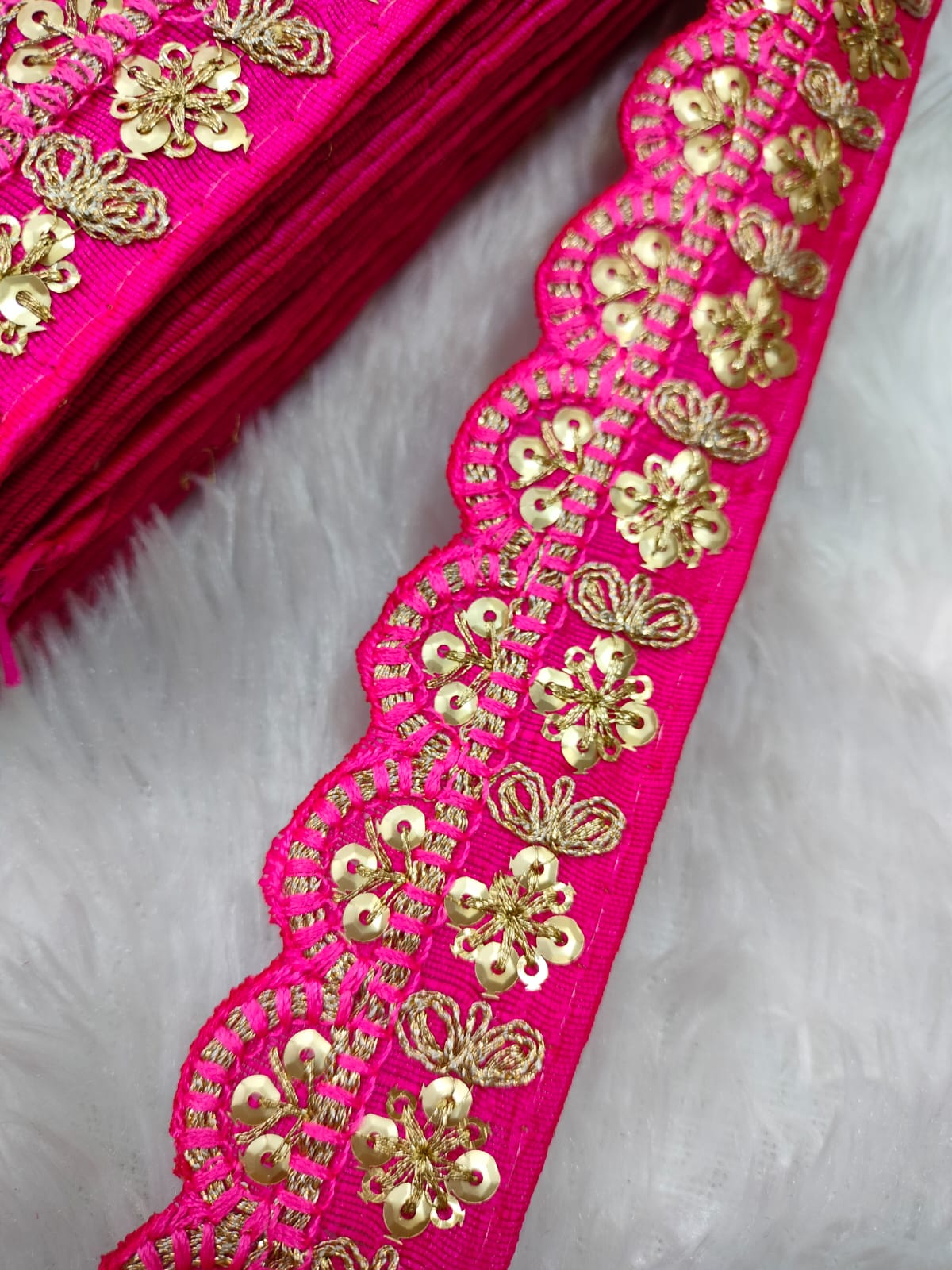 Pink & Golden Fancy Zari Trim