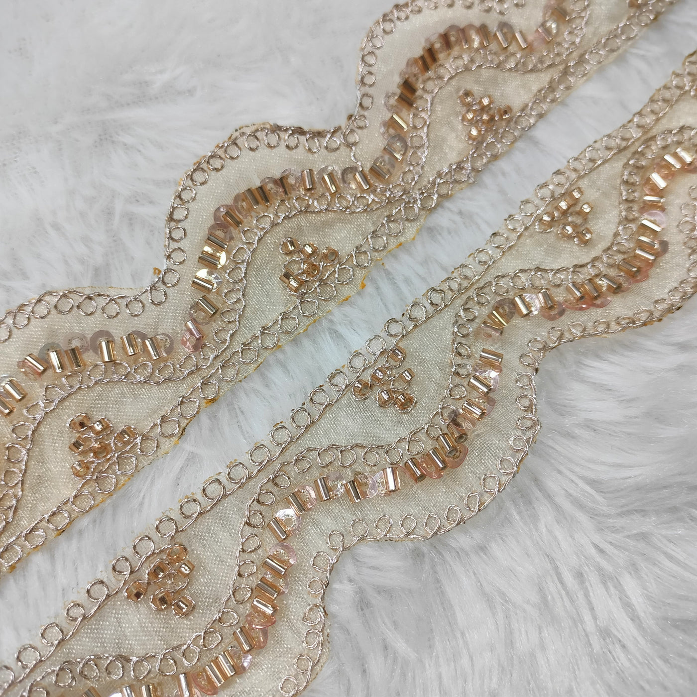 Rose Gold Scalloped Cutdana Trim