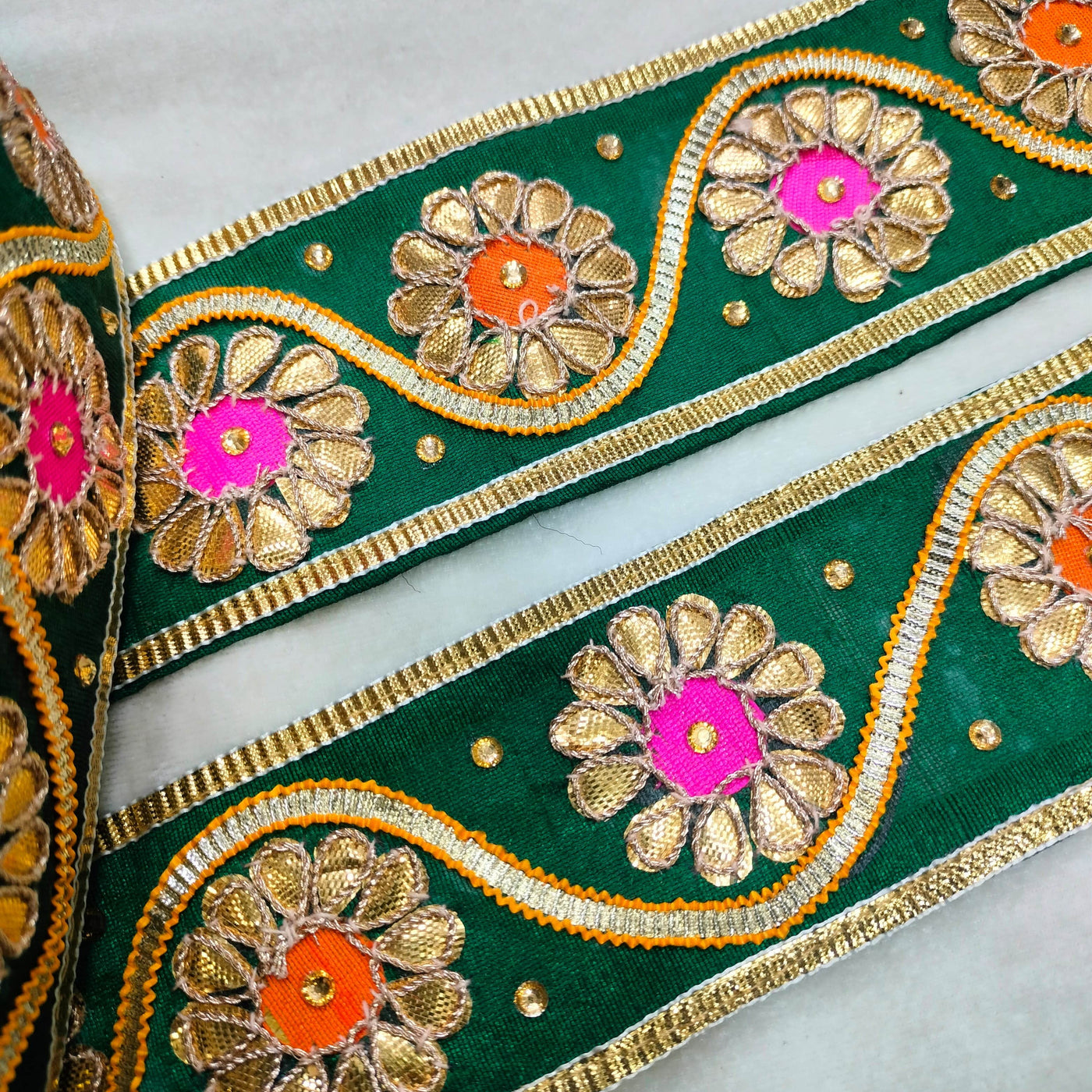 Green & Golden Traditional Gota Trim (Wholesale)