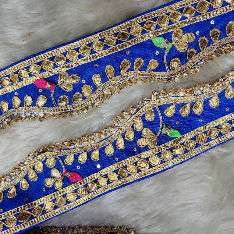 Blue & Golden Traditional Gota Trim (Wholesale)