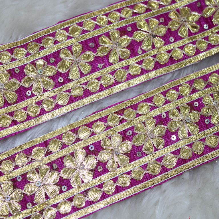 Dark Pink & Golden Traditional Gota Trim (Wholesale)