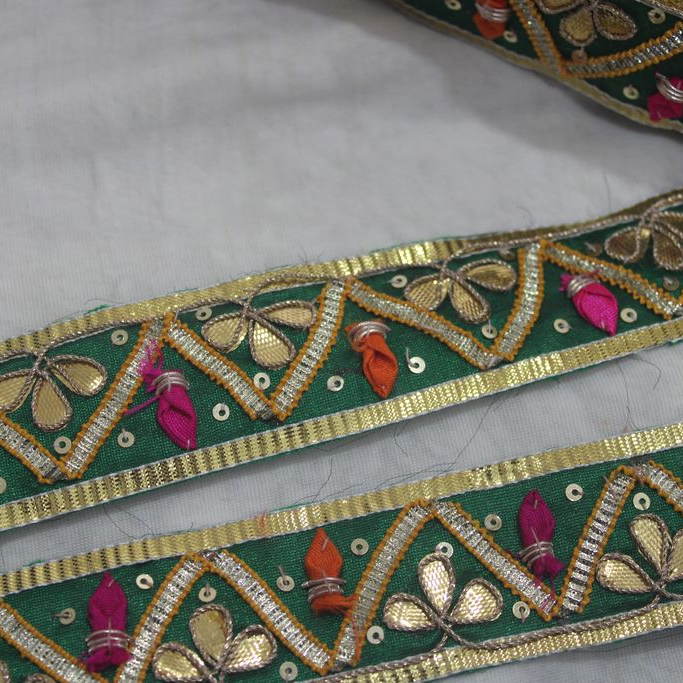 Green & Golden Traditional Gota Trim (Wholesale)