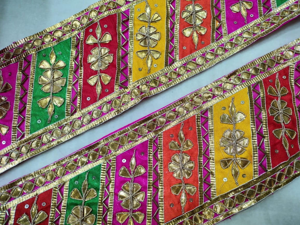 Multicolor Gota Embroidered Border