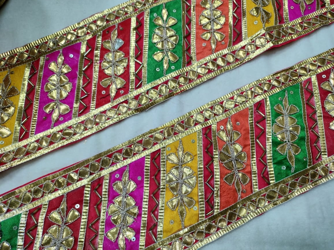 Multicolor Gota Embroidered Border