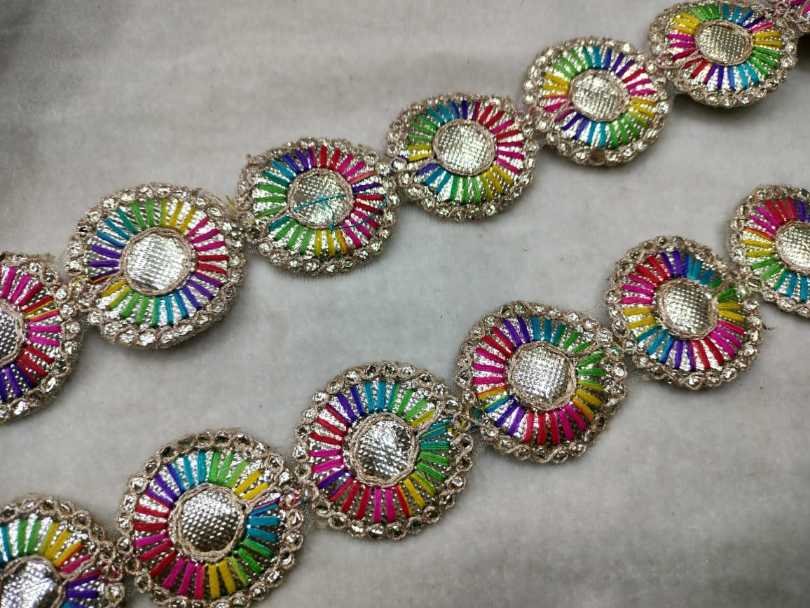 Multicolor Circular Embellished Gota Trim