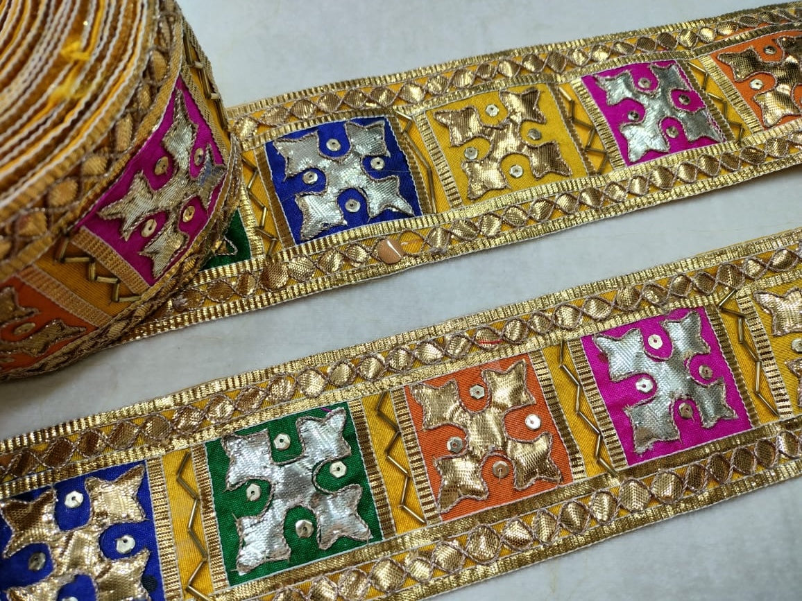 Multicolor Embroidered Gota Trim