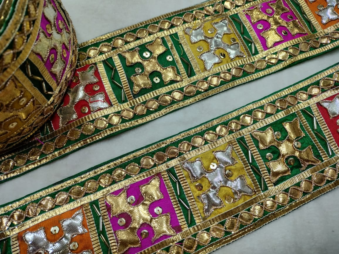 Multicolor Embroidered Gota Trim