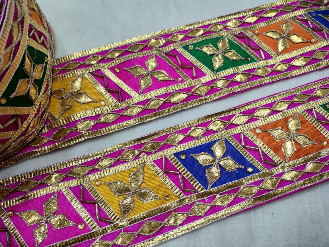 Multicolor Embroidered Gota Trim