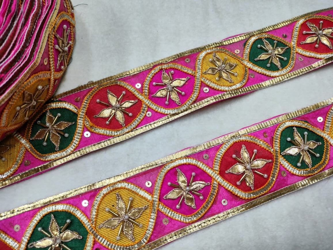 Multicolor Embroidered Gota Trim