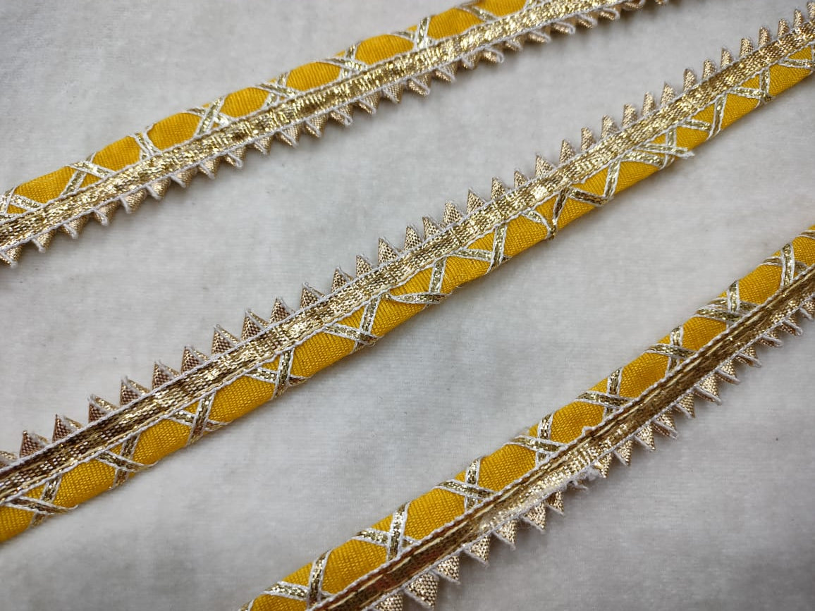 Yellow & Golden Embellished Gota Trim