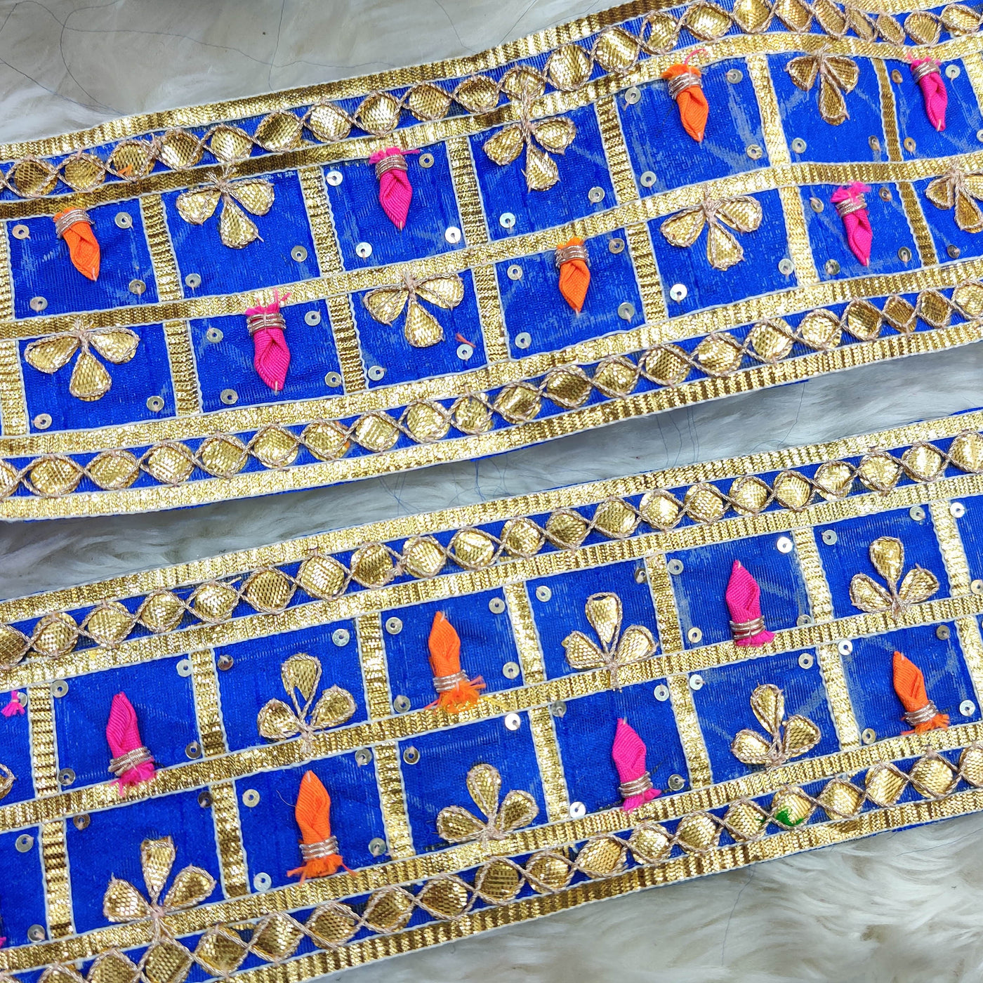 Blue & Golden Traditional Gota Trim (Wholesale)