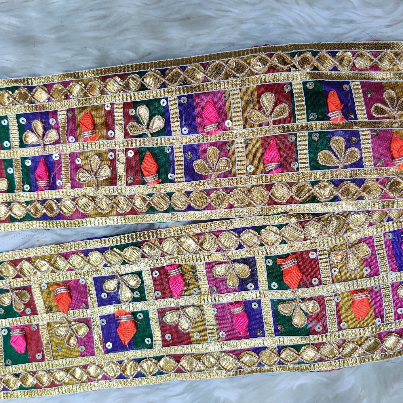 Multicolor Golden Traditional Gota Trim (Wholesale)