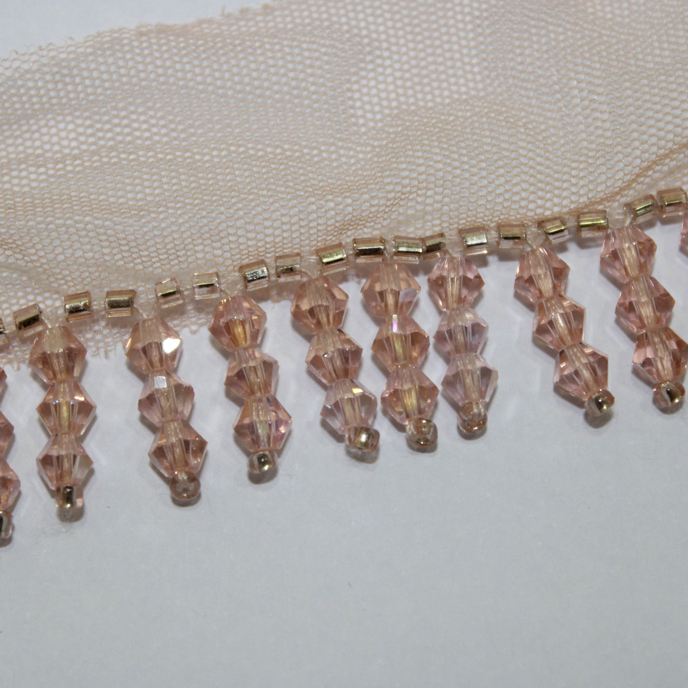Light Pink Crystal Beads Work Fringe Lace (Wholesale)