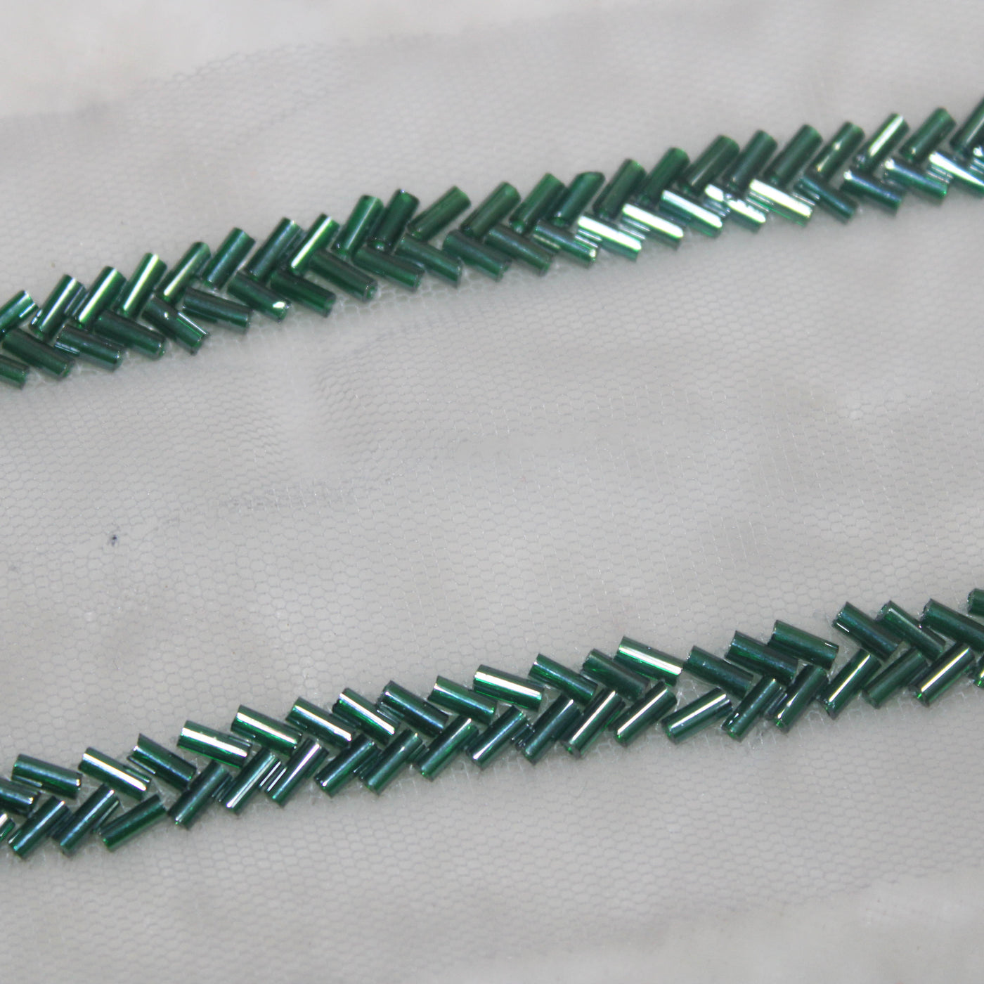 Green Cutdana Beads Embroidered Border (Wholesale)