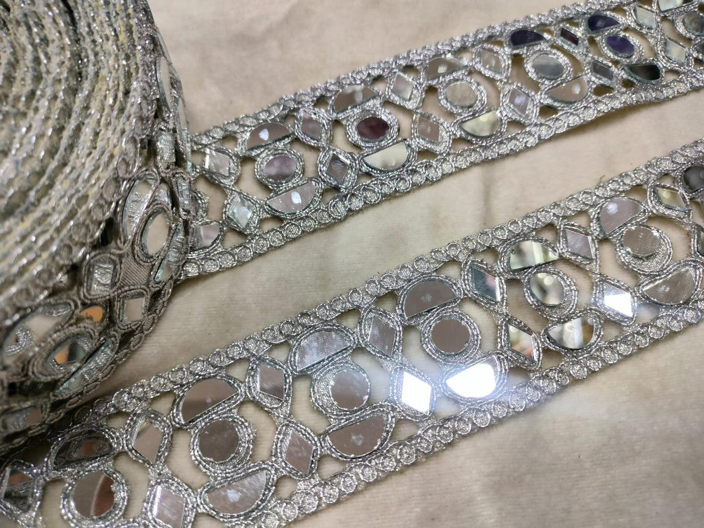 Silver Embellished Mirror Trim