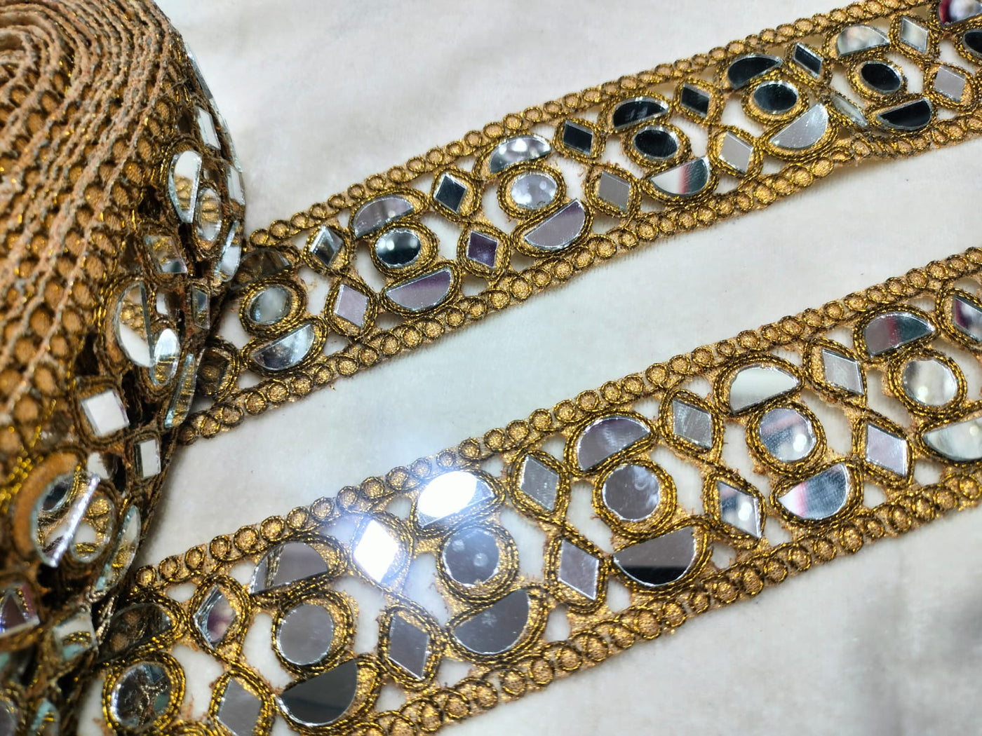 Antique Gold Embellished Mirror Trim