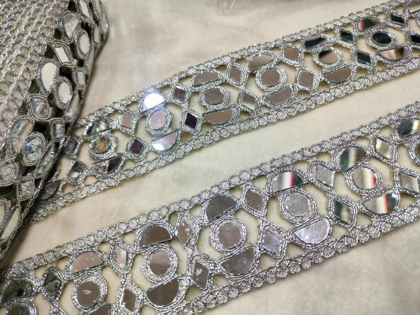 Silver Embellished Mirror Trim